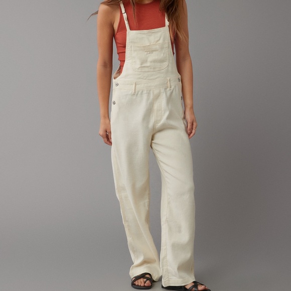 AE DREAMY DRAPE STRETCH LINEN-BLEND OVERALL - Picture 2 of 2